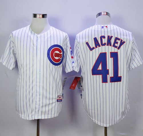 Cubs #41 John Lackey White Cool Base Stitched MLB Jersey - Click Image to Close